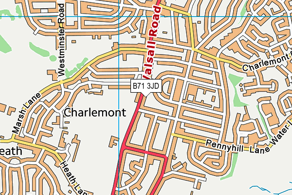 B71 3JD map - OS VectorMap District (Ordnance Survey)