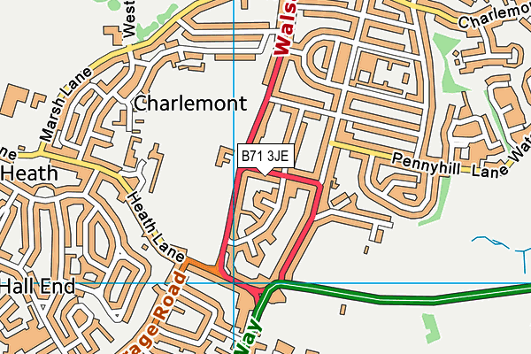 B71 3JE map - OS VectorMap District (Ordnance Survey)