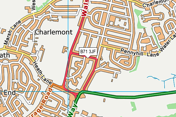 B71 3JF map - OS VectorMap District (Ordnance Survey)