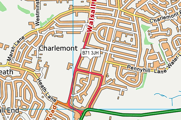 B71 3JH map - OS VectorMap District (Ordnance Survey)