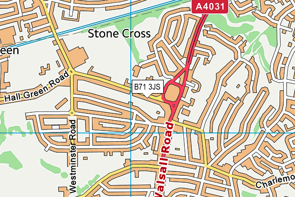 B71 3JS map - OS VectorMap District (Ordnance Survey)