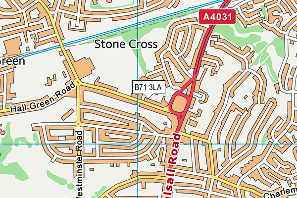 B71 3LA map - OS VectorMap District (Ordnance Survey)