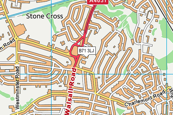 B71 3LJ map - OS VectorMap District (Ordnance Survey)