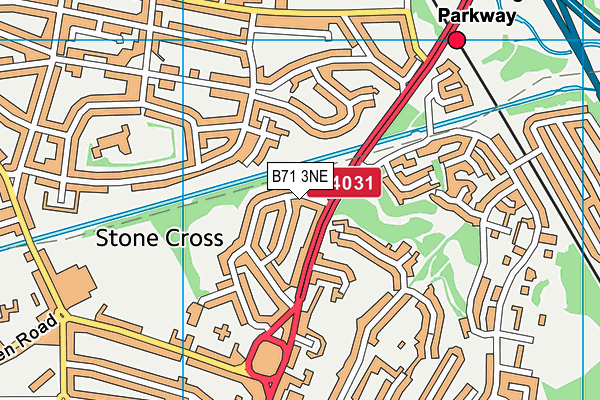 B71 3NE map - OS VectorMap District (Ordnance Survey)