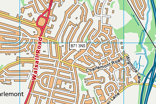 B71 3NS map - OS VectorMap District (Ordnance Survey)
