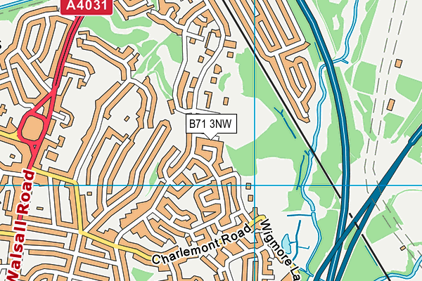 B71 3NW map - OS VectorMap District (Ordnance Survey)