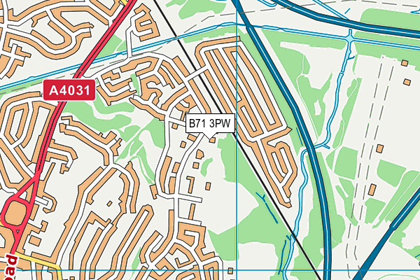 B71 3PW map - OS VectorMap District (Ordnance Survey)