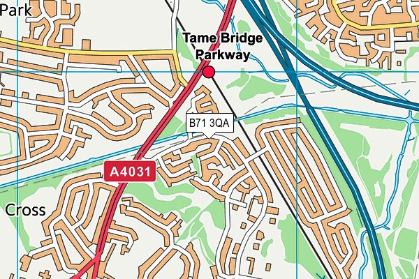 B71 3QA map - OS VectorMap District (Ordnance Survey)