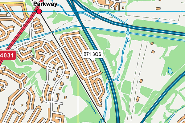 B71 3QS map - OS VectorMap District (Ordnance Survey)