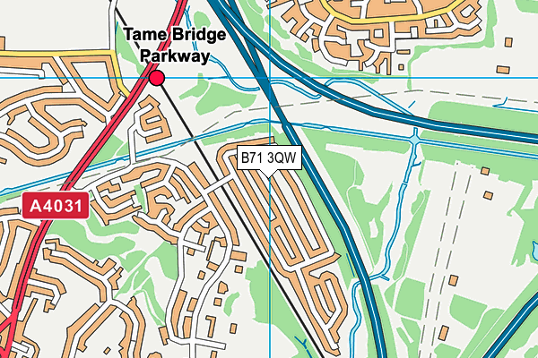 B71 3QW map - OS VectorMap District (Ordnance Survey)