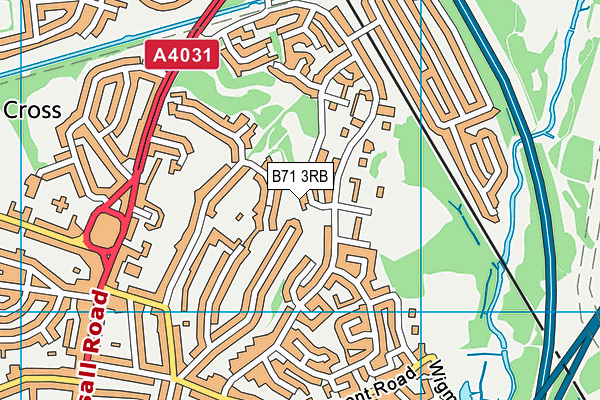 B71 3RB map - OS VectorMap District (Ordnance Survey)