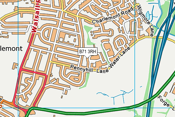 B71 3RH map - OS VectorMap District (Ordnance Survey)