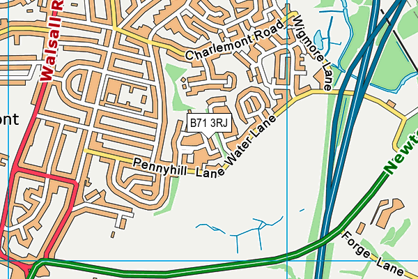 B71 3RJ map - OS VectorMap District (Ordnance Survey)