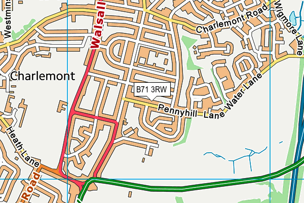 B71 3RW map - OS VectorMap District (Ordnance Survey)