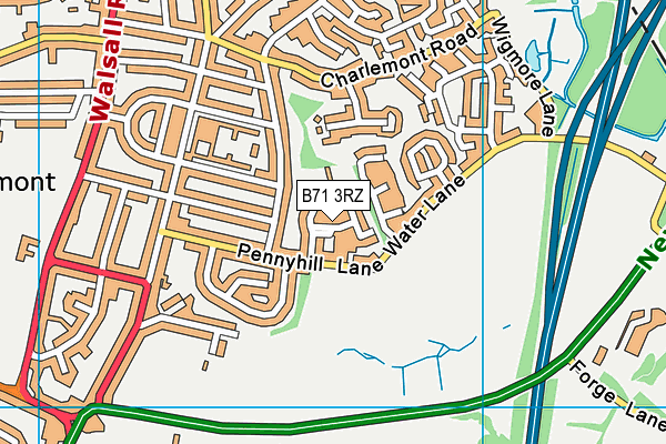 B71 3RZ map - OS VectorMap District (Ordnance Survey)