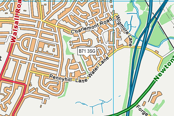 B71 3SG map - OS VectorMap District (Ordnance Survey)