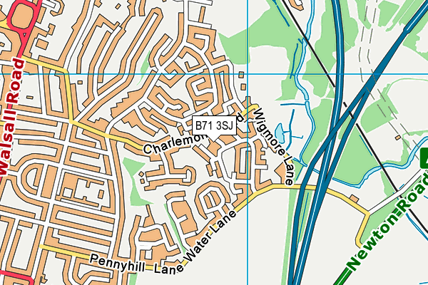 B71 3SJ map - OS VectorMap District (Ordnance Survey)