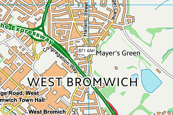 B71 4AH map - OS VectorMap District (Ordnance Survey)