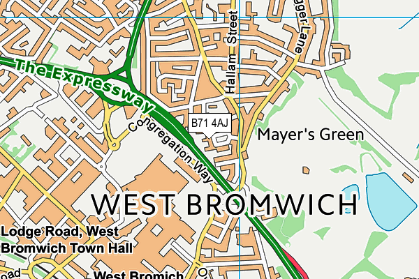 B71 4AJ map - OS VectorMap District (Ordnance Survey)