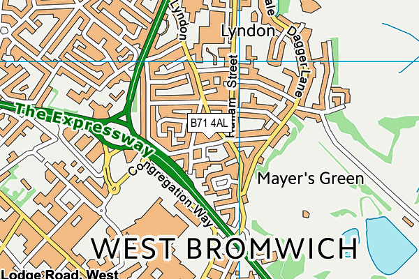 B71 4AL map - OS VectorMap District (Ordnance Survey)