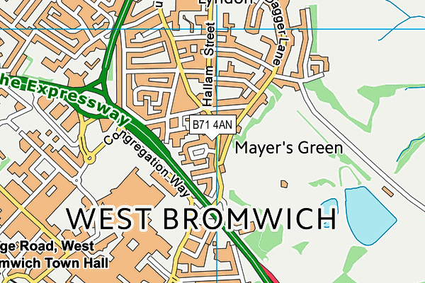 B71 4AN map - OS VectorMap District (Ordnance Survey)