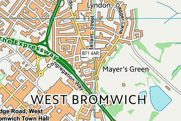 B71 4AR map - OS VectorMap District (Ordnance Survey)
