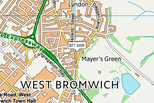 B71 4AW map - OS VectorMap District (Ordnance Survey)