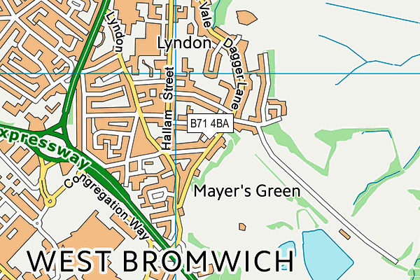 B71 4BA map - OS VectorMap District (Ordnance Survey)