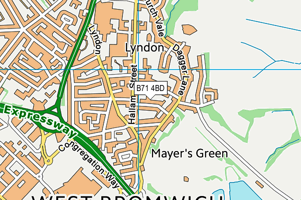 B71 4BD map - OS VectorMap District (Ordnance Survey)