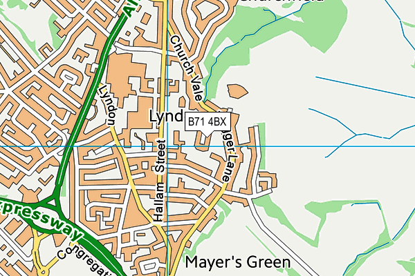 B71 4BX map - OS VectorMap District (Ordnance Survey)