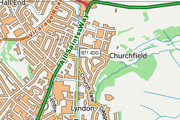 B71 4DG map - OS VectorMap District (Ordnance Survey)