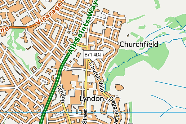 B71 4DJ map - OS VectorMap District (Ordnance Survey)