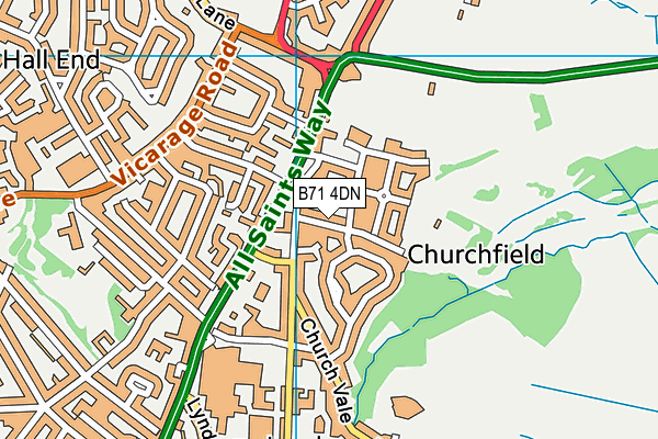 B71 4DN map - OS VectorMap District (Ordnance Survey)