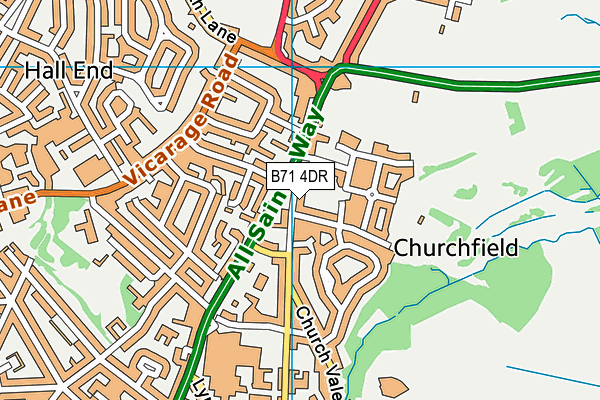 B71 4DR map - OS VectorMap District (Ordnance Survey)