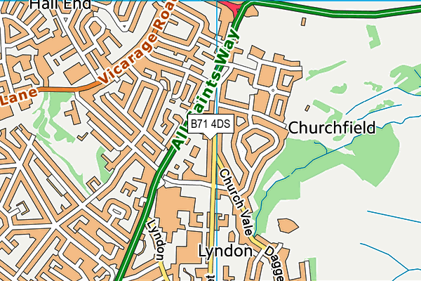 B71 4DS map - OS VectorMap District (Ordnance Survey)