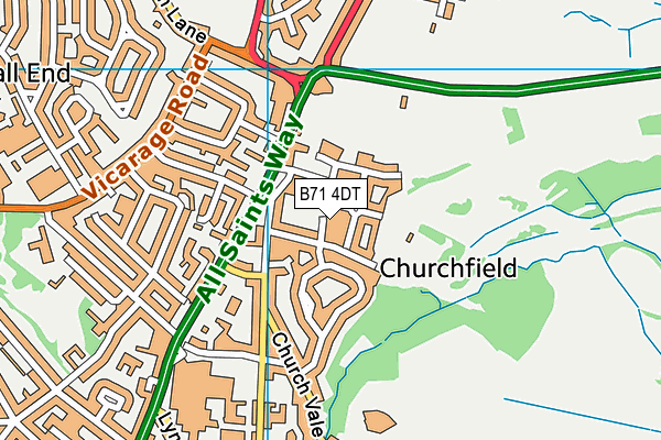 B71 4DT map - OS VectorMap District (Ordnance Survey)