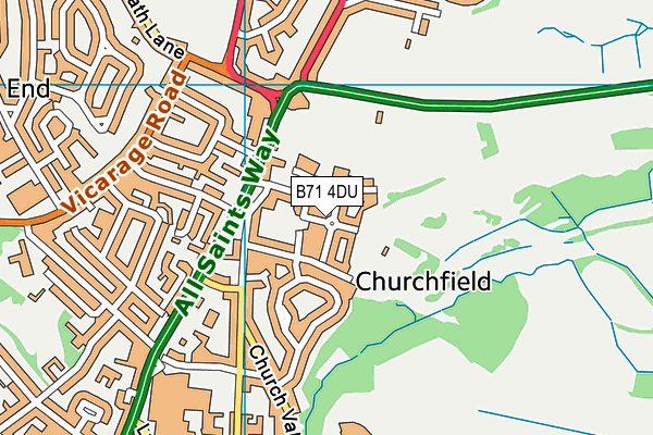 B71 4DU map - OS VectorMap District (Ordnance Survey)