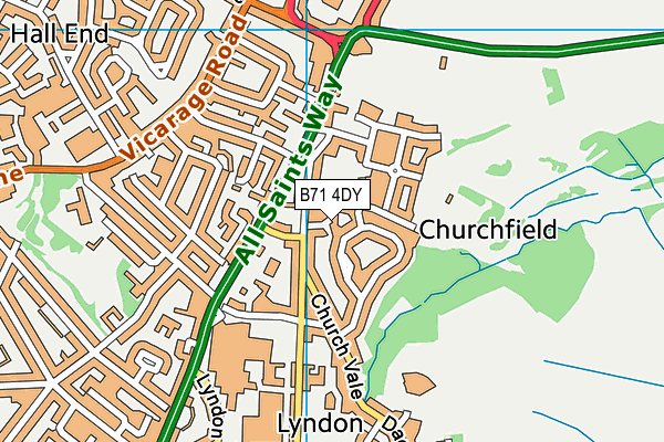 B71 4DY map - OS VectorMap District (Ordnance Survey)