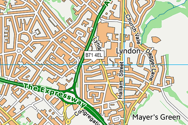 B71 4EL map - OS VectorMap District (Ordnance Survey)