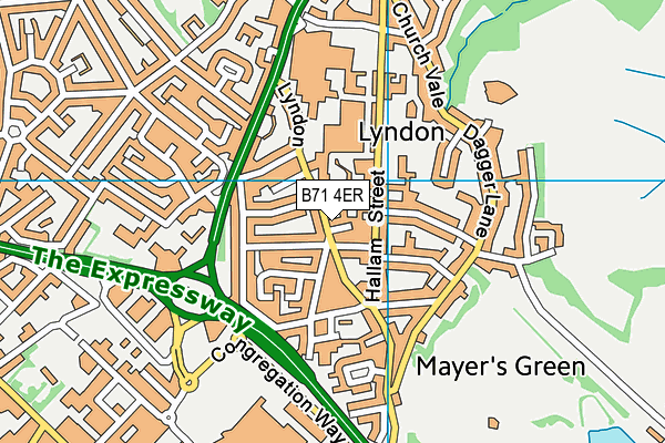 B71 4ER map - OS VectorMap District (Ordnance Survey)