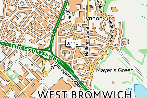 B71 4ET map - OS VectorMap District (Ordnance Survey)