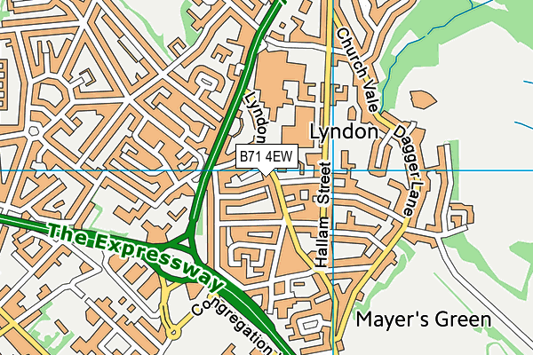 B71 4EW map - OS VectorMap District (Ordnance Survey)