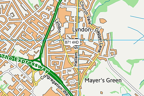 B71 4HD map - OS VectorMap District (Ordnance Survey)