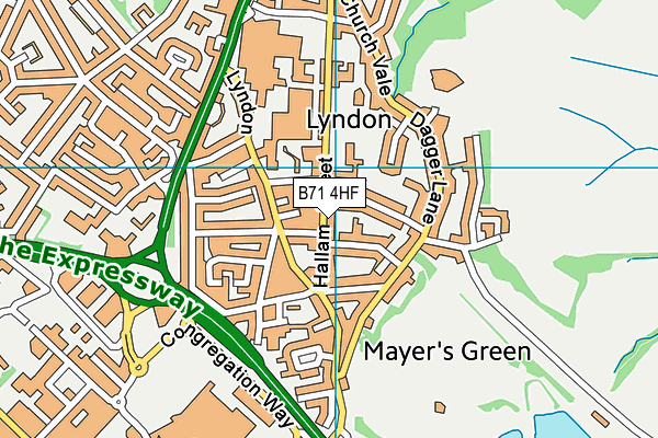 B71 4HF map - OS VectorMap District (Ordnance Survey)