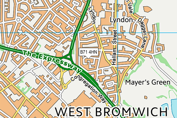 B71 4HN map - OS VectorMap District (Ordnance Survey)