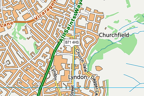 B71 4HS map - OS VectorMap District (Ordnance Survey)