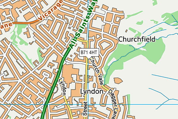 B71 4HT map - OS VectorMap District (Ordnance Survey)