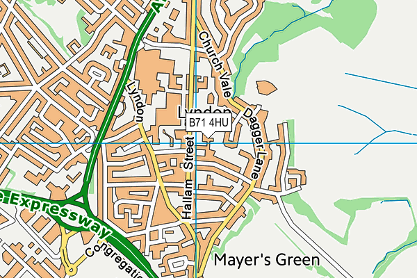 B71 4HU map - OS VectorMap District (Ordnance Survey)