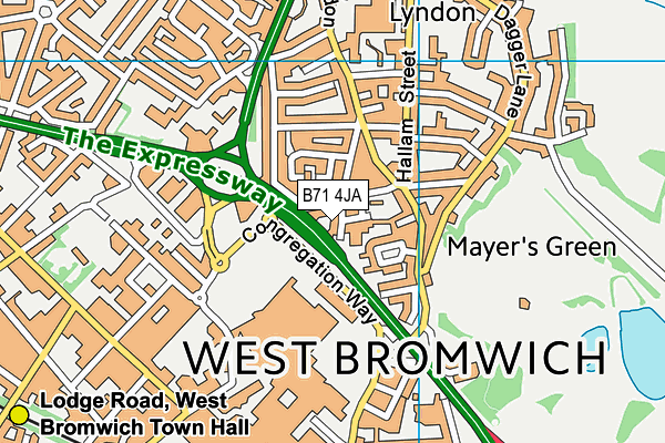 B71 4JA map - OS VectorMap District (Ordnance Survey)