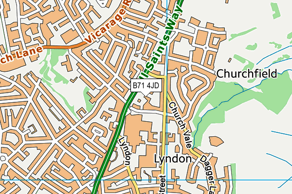 B71 4JD map - OS VectorMap District (Ordnance Survey)